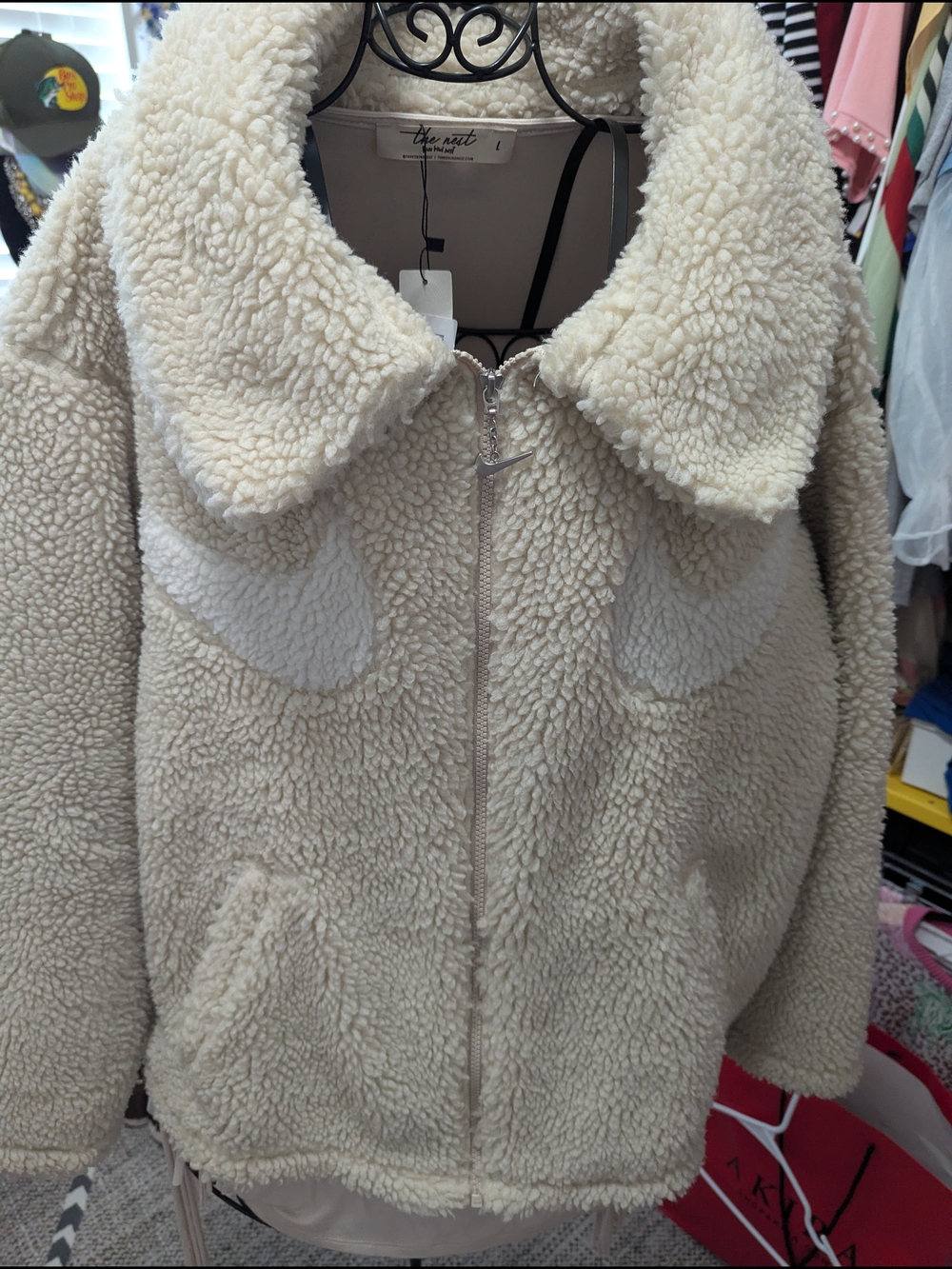 Nike Cream Sherpa Teddy Zip Jacket